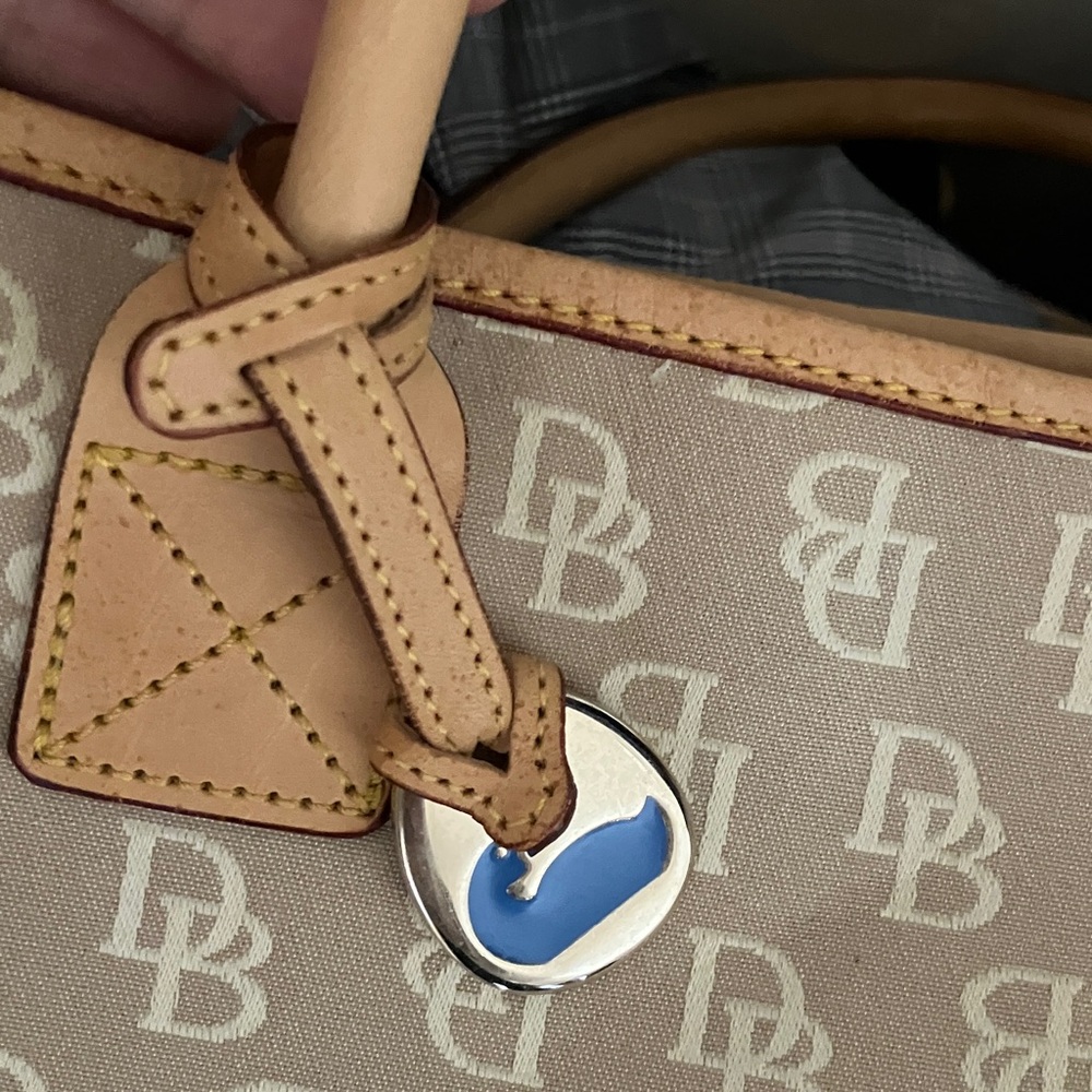 Dooney & Bourke Beige Logo Canvas Tote with Tan Leather Trim - Picture 8 of 8